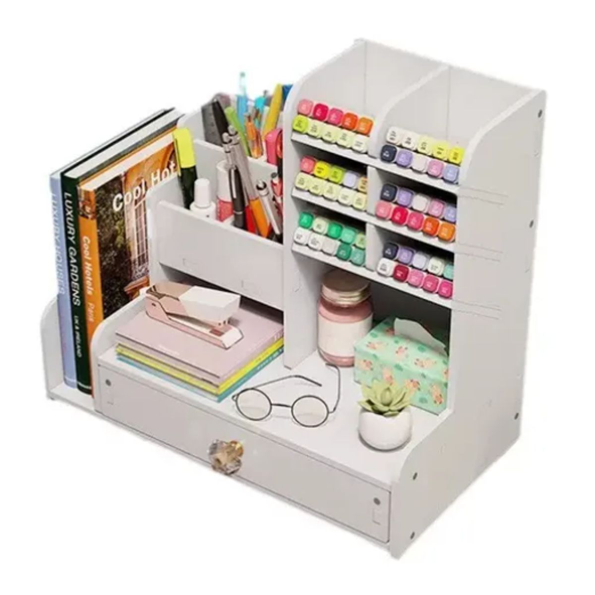 GENERICO - Organizador Escritorio Lápices Oficina Cajón Libro Madera