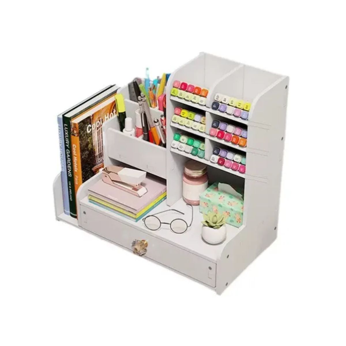 GENERICO - Organizador Escritorio Lápices Oficina Cajón Libro Madera