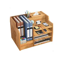 GENERICO - Organizador Libro Carpetas Madera Oficina Con Porta Lapiz