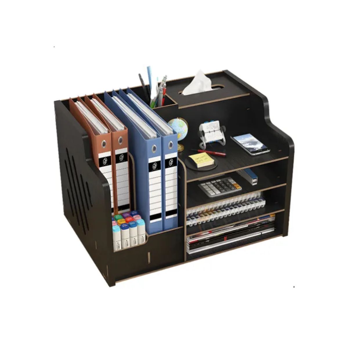 GENERICO - Organizador Libro Carpetas Madera Oficina Con Porta Lapiz