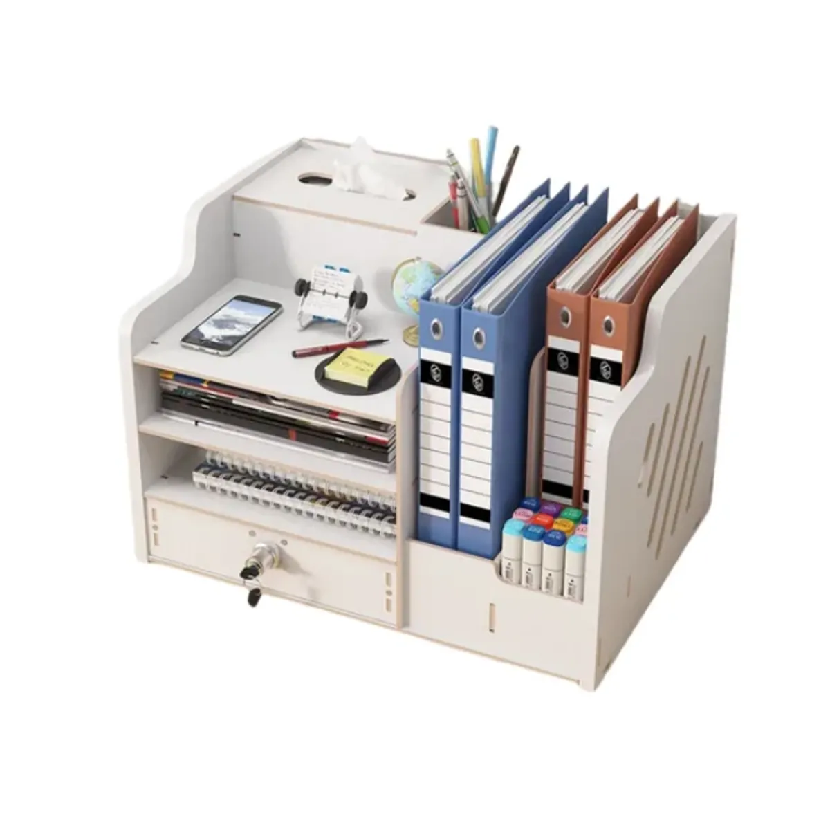 GENERICO - Organizador Libro Carpetas Madera Oficina Con Porta Lapiz