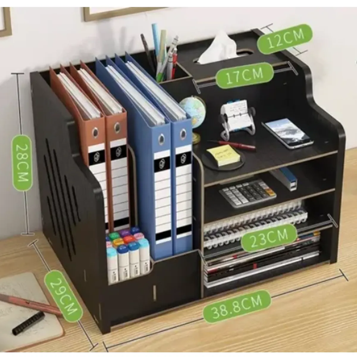 GENERICO - Organizador Libro Carpetas Madera Oficina Con Porta Lapiz