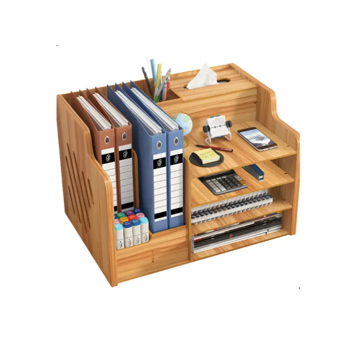 GENERICO - Organizador Libro Carpetas Madera Oficina Con Porta Lapiz