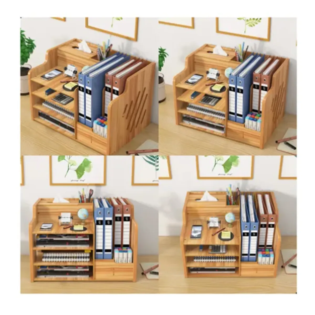 GENERICO - Organizador Libro Carpetas Madera Oficina Con Porta Lapiz