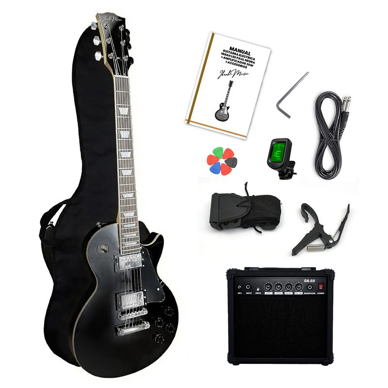 IBRAH - Guitarra Electrica LP Ibrah + Amplif + Accesorios all black