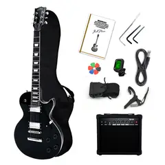 IBRAH - Guitarra Electrica LP + Amplif + Accesorios all black