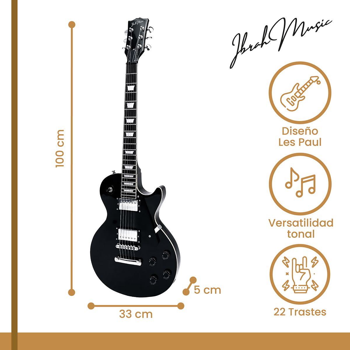 IBRAH - Guitarra Electrica LP Ibrah + Amplif + Accesorios all black