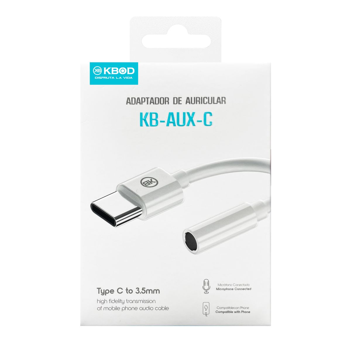 KBOD - Adaptador Audio Usb-c Aux Audífono Plug Jack 3-5mm Kbod Aux