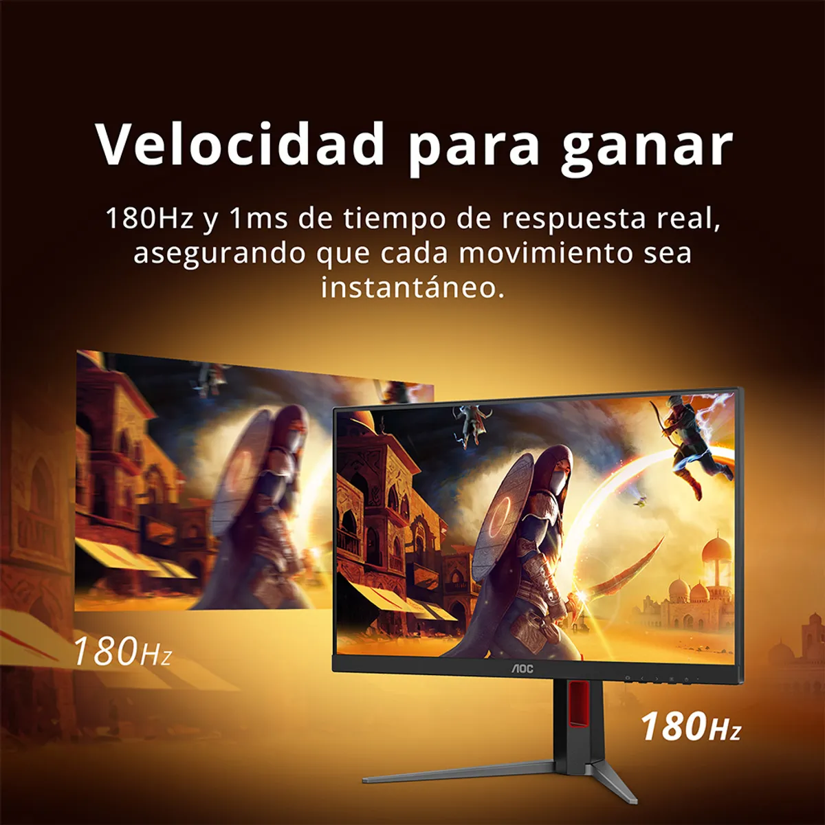 AOC - Monitor Gamer Pivot AOC 24G4 238 IPS Full HD 180Hz 1ms G-Sync HDR10