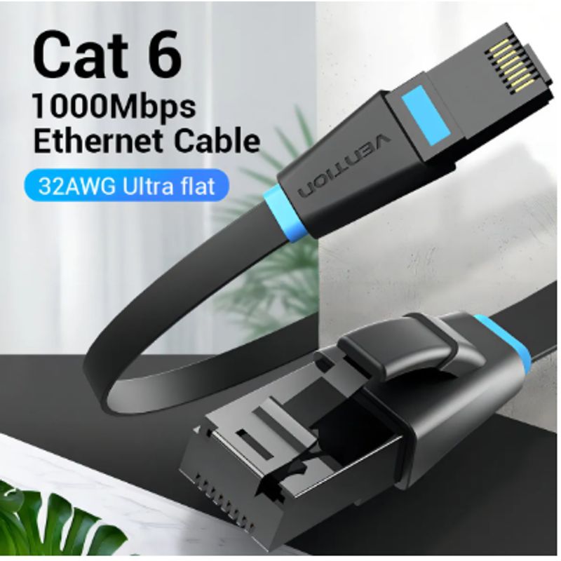 VENTION - Cable De Red Vention Cat6 Certificado 2 Metros Flat 1000mbps