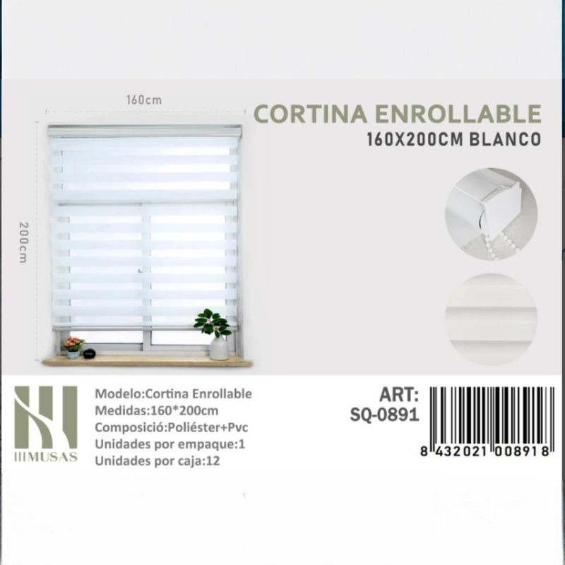 ANGELES DEL HOGAR - CORTINA ROLLER DUO LISA 160CM X 200CM