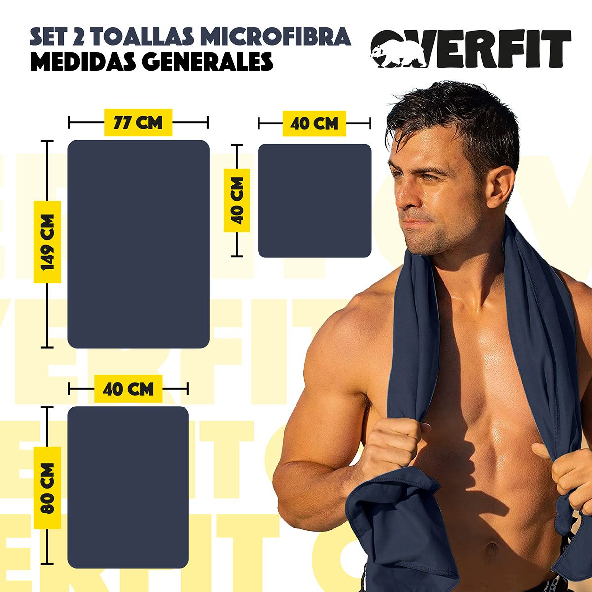OVERFIT - Toallas Microfibra Secado Rapido Overfit Absorbentes Pack X3