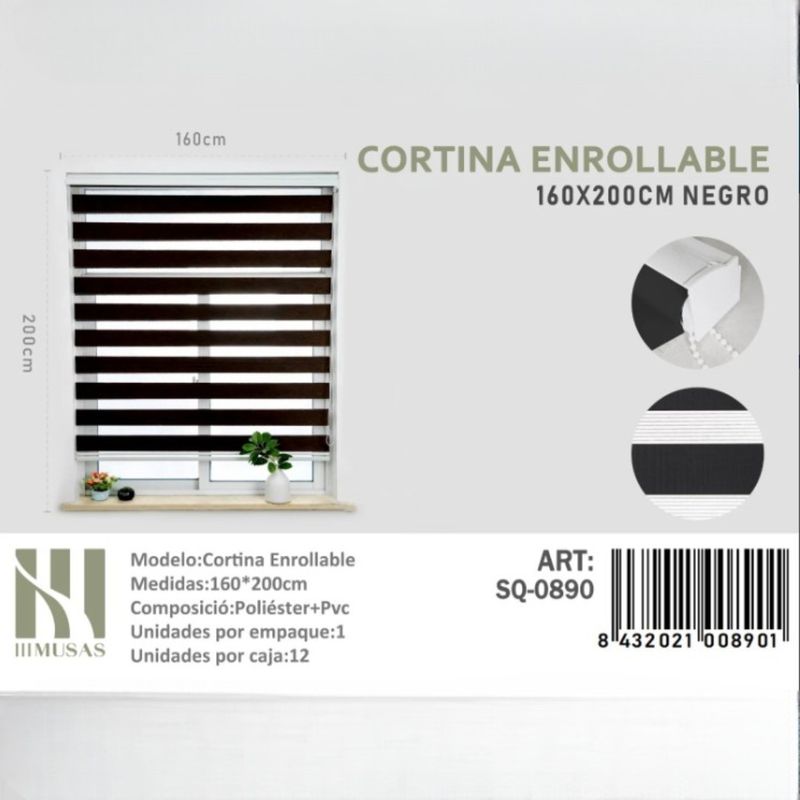 ANGELES DEL HOGAR - CORTINA ROLLER DUO LISA 160CM X 200CM