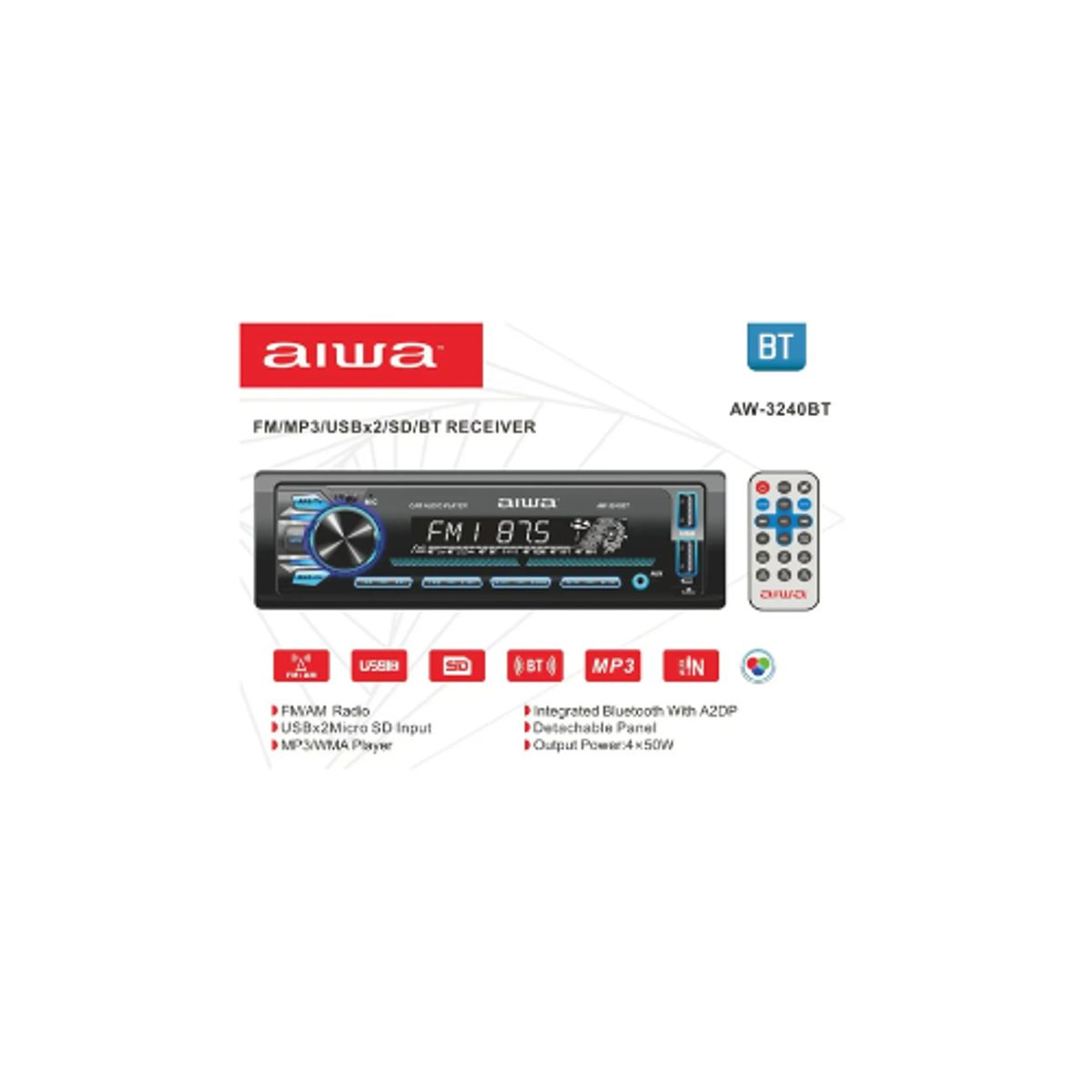AIWA - RADIO DE AUTO AIWA AW-3240BT USB