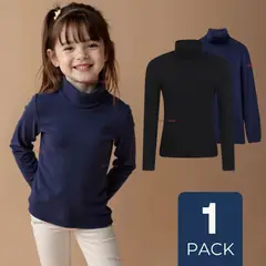 UTILISIMO - Camiseta Beatle Bambú Escolar Primera Capa Niña Polera Azul y Negro