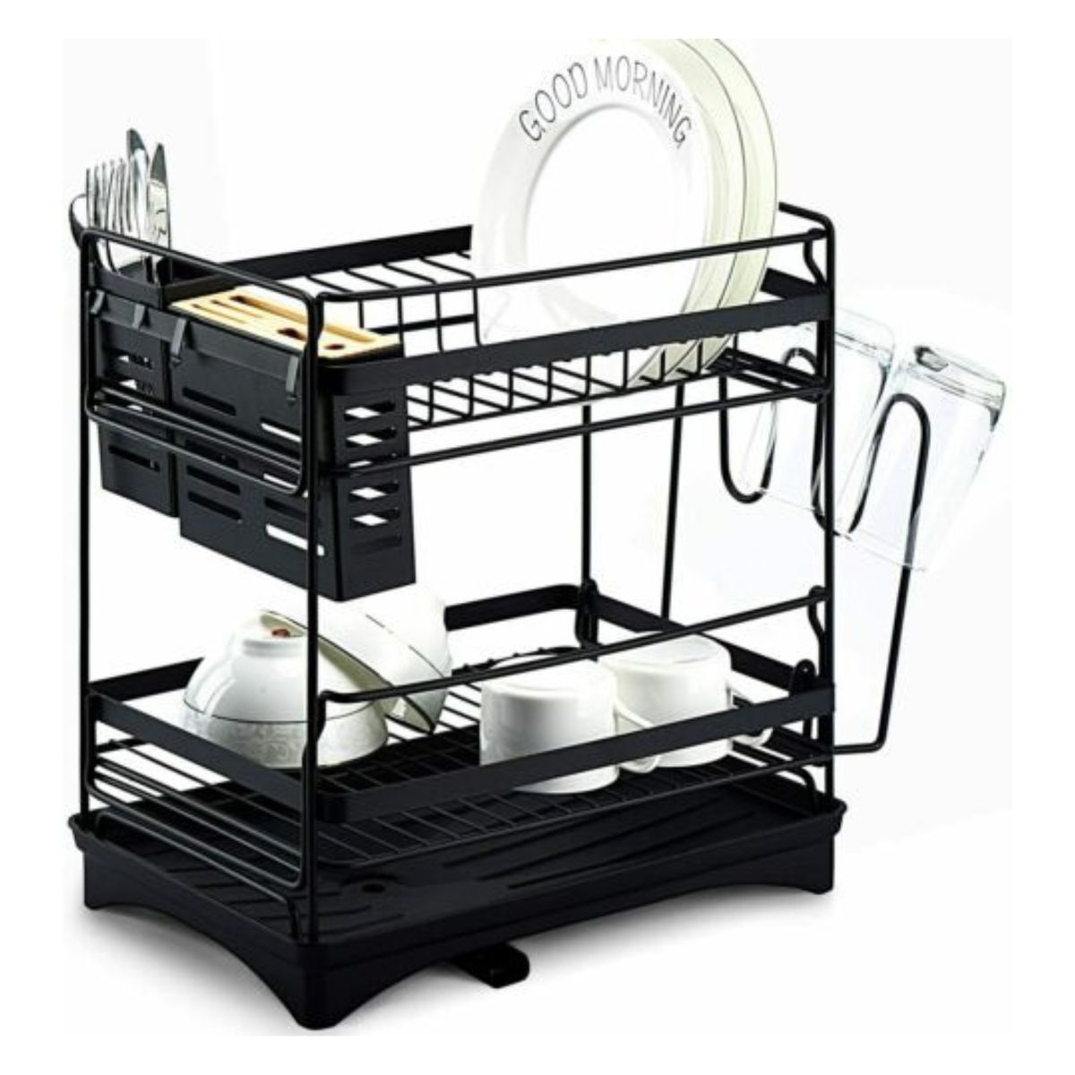 SOHOGAR - Secaplatos de 2 niveles negro