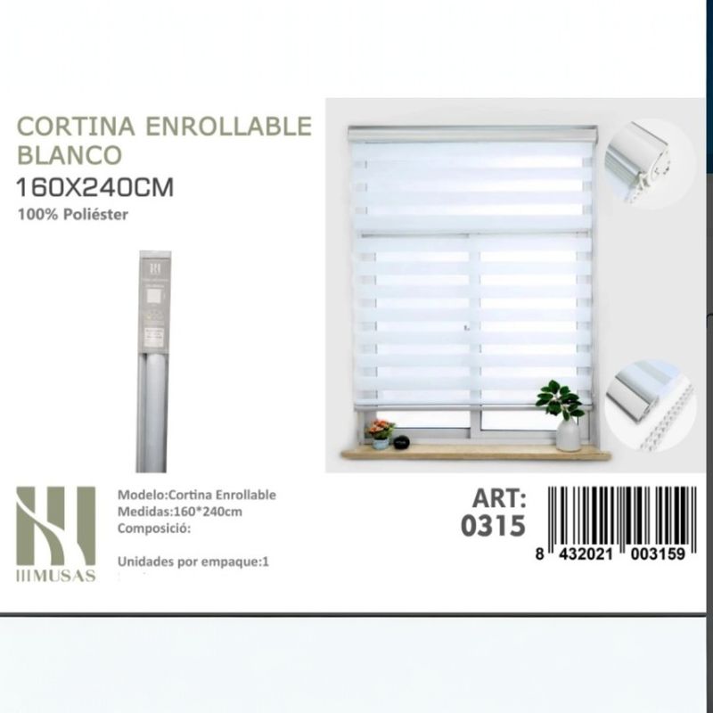 ANGELES DEL HOGAR - CORTINA ROLLER DUO LISA 160CM X 240CM