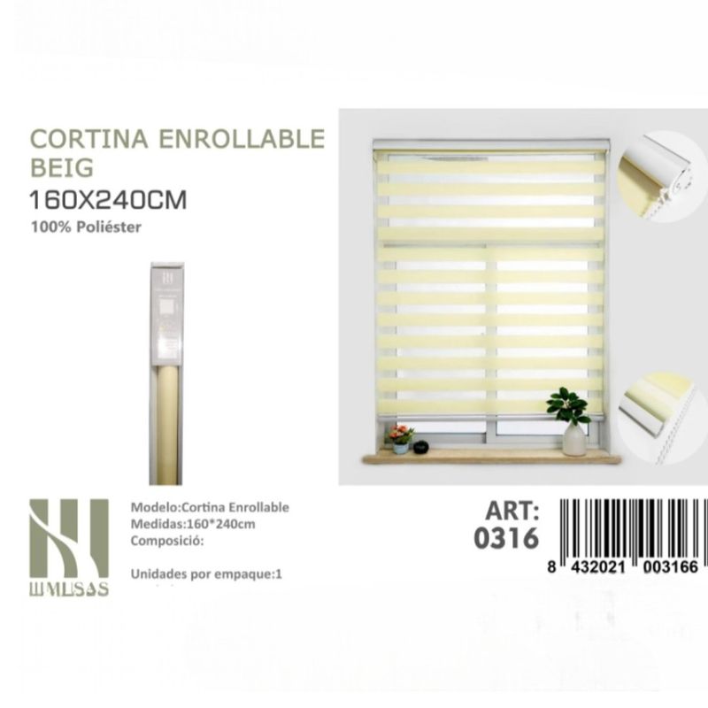 ANGELES DEL HOGAR - CORTINA ROLLER DUO LISA 160CM X 240CM