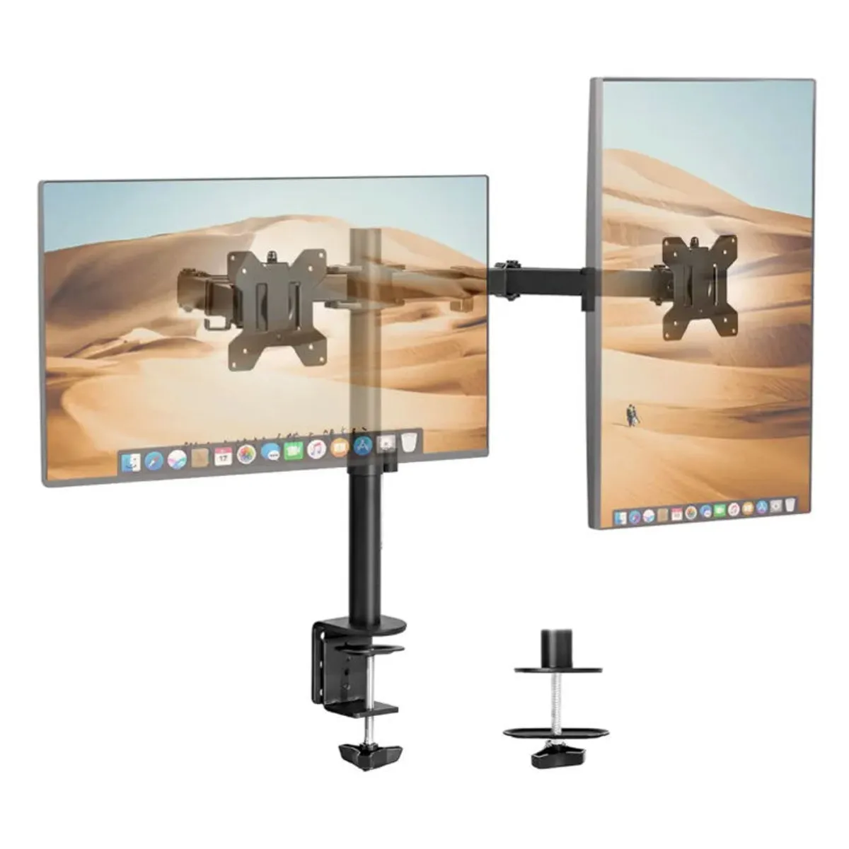 FACTORYTECH - Soporte Articulado Doble Monitor 13-27 Pulgadas Negro Goforit