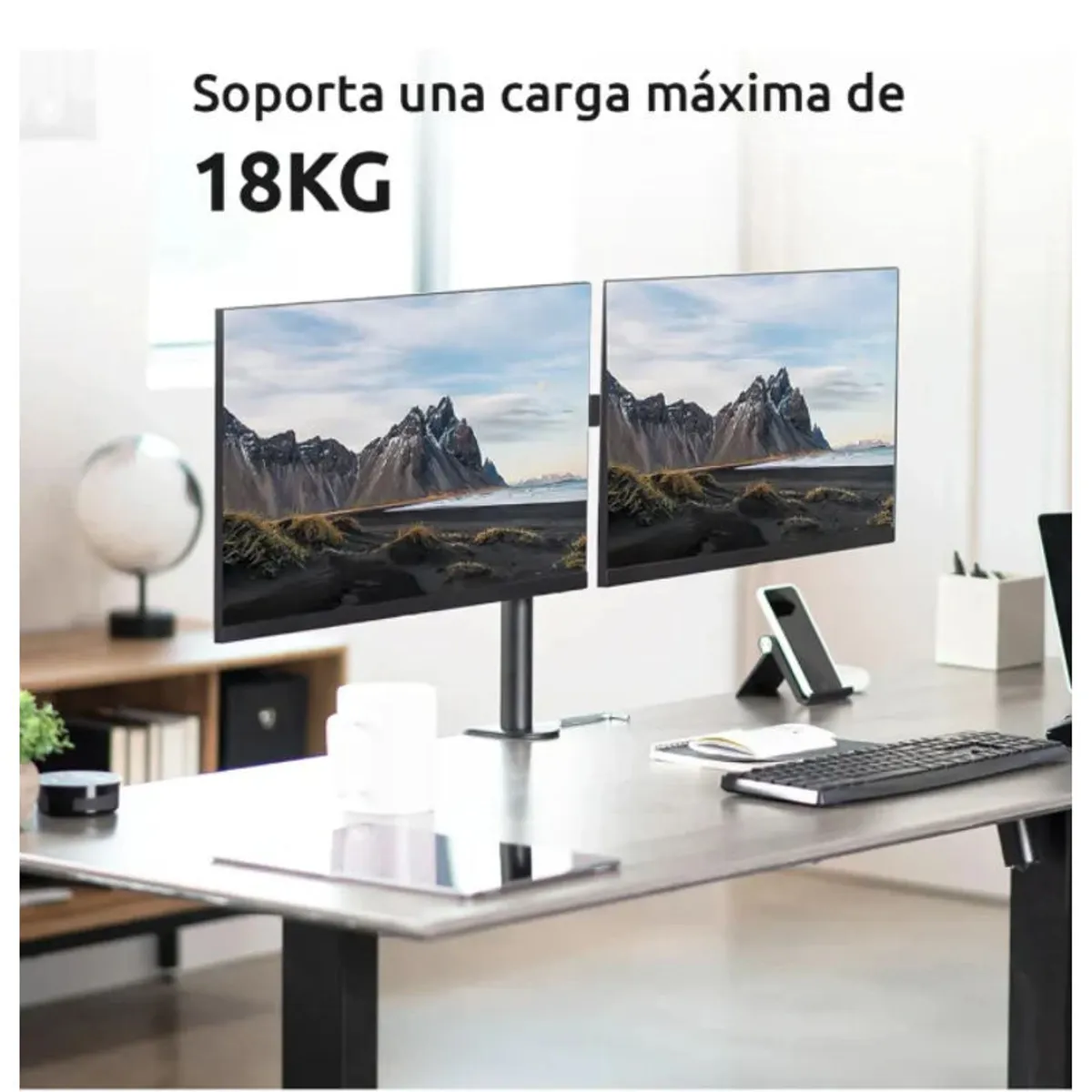 FACTORYTECH - Soporte Articulado Doble Monitor 13-27 Pulgadas Negro Goforit