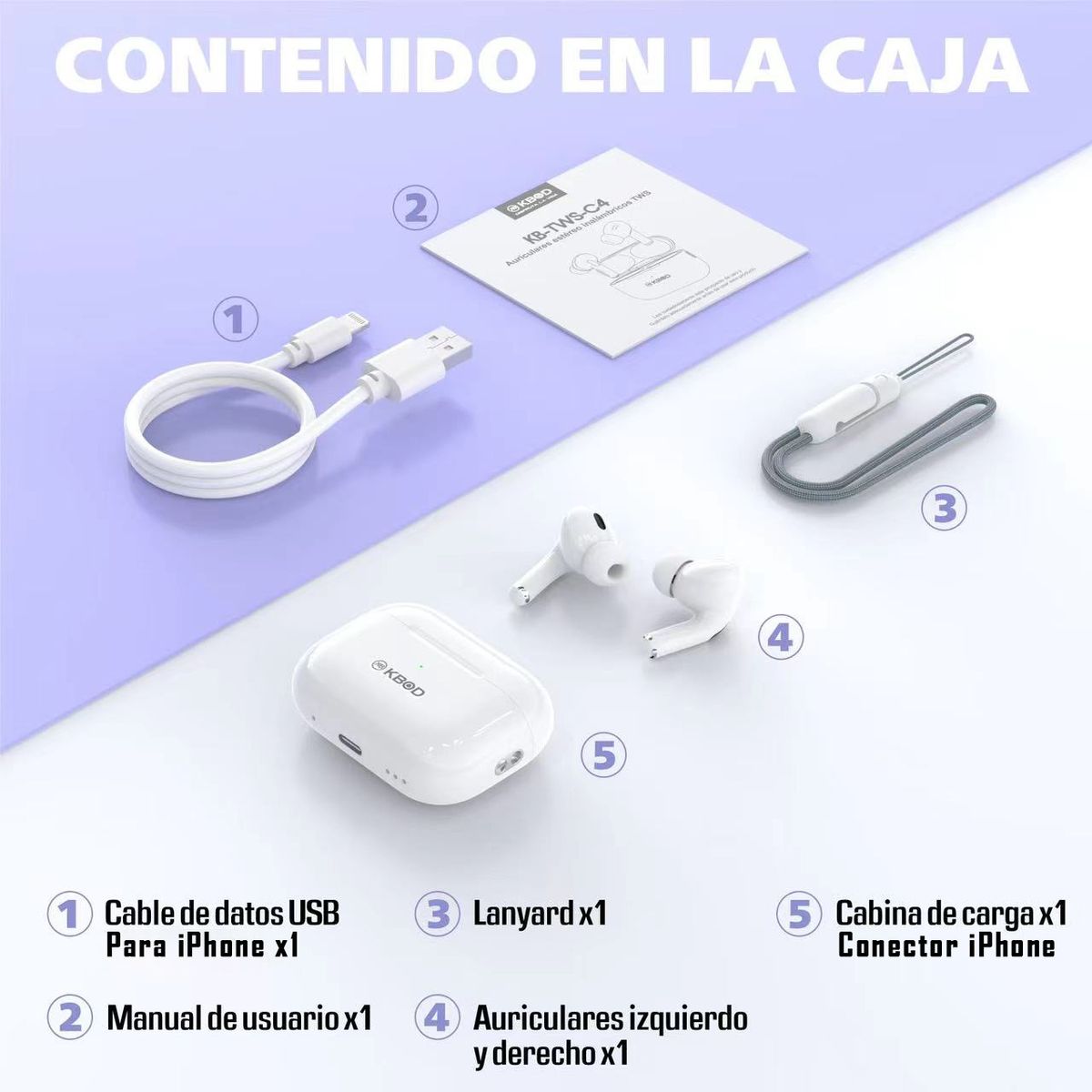 KBOD - Audífonos Inalámbricos Bluetooth 5.4 Kbod Tws C4 Negro