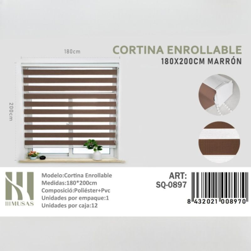 ANGELES DEL HOGAR - CORTINA ROLLER DUO LISA 180CM X 200CM