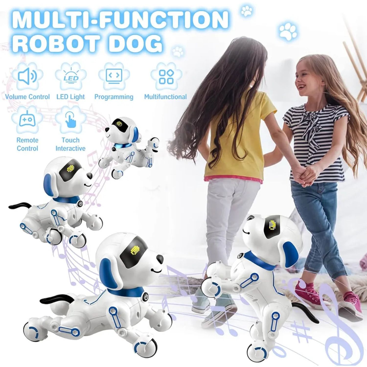 Perro Robot Inteligente Con Mando A Distancia – Programable, Con Control Por Voz (inglés) Y Gestos – Juguete Interactivo Para Niños, Recargable Por USB