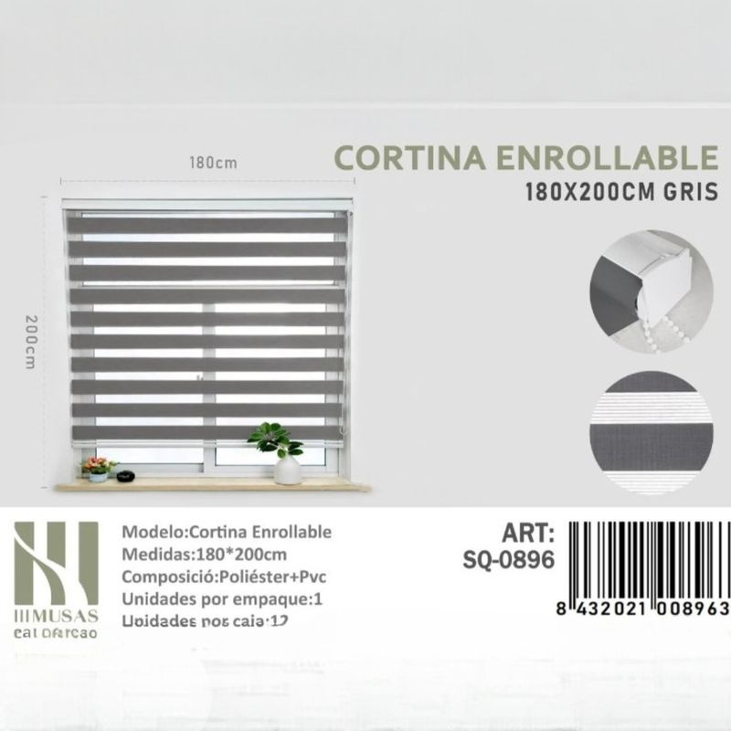 ANGELES DEL HOGAR - CORTINA ROLLER DUO LISA 180CM X 200CM