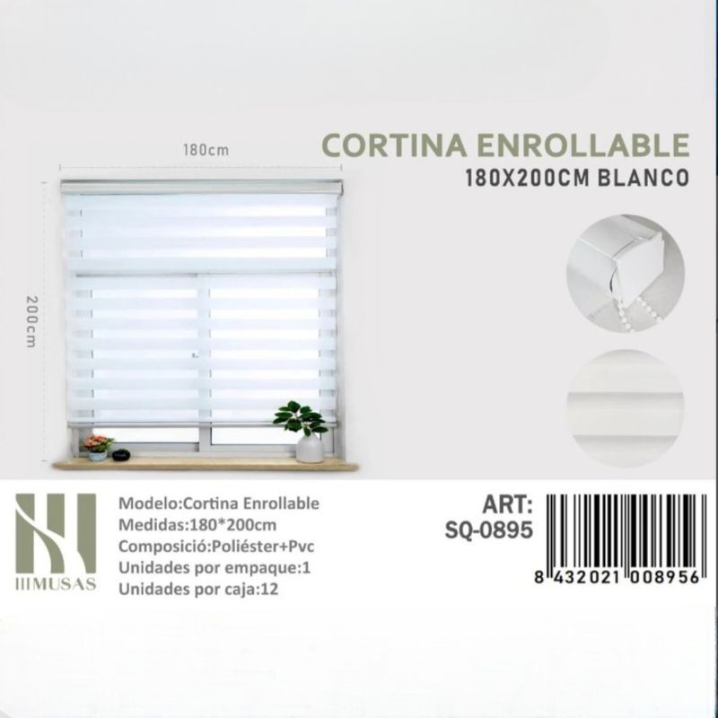 ANGELES DEL HOGAR - CORTINA ROLLER DUO LISA 180CM X 200CM