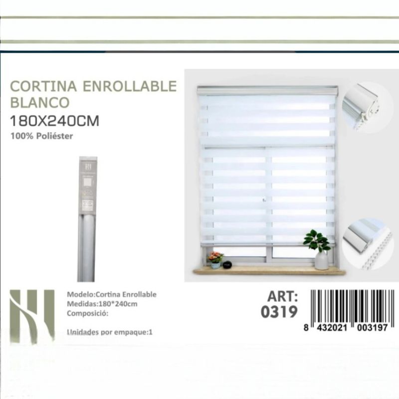 ANGELES DEL HOGAR - CORTINA ROLLER DUO LISA 180CM X 240CM