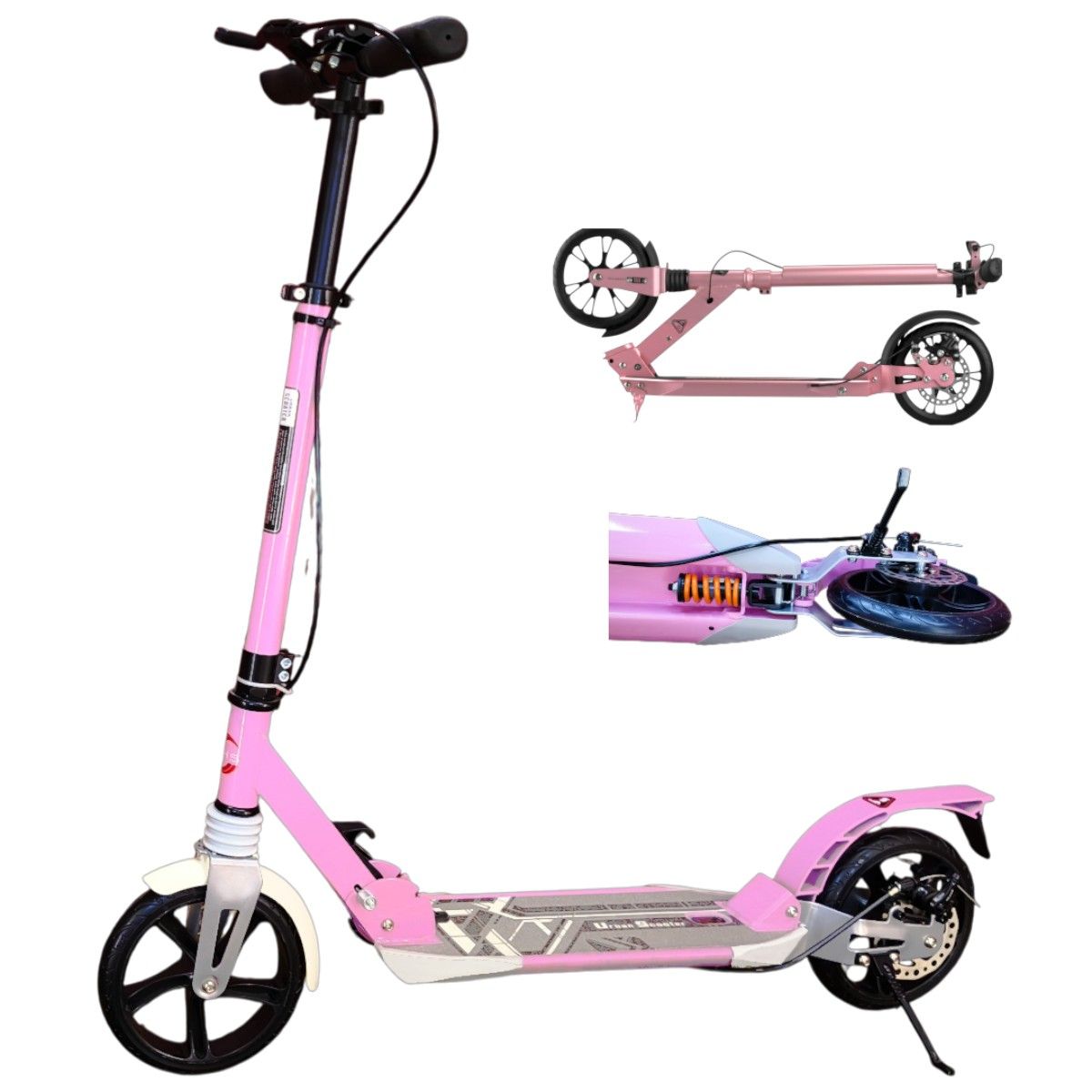 GENERICO - Scooter Monopatín Niños Adultos Con Freno Disco Rosado