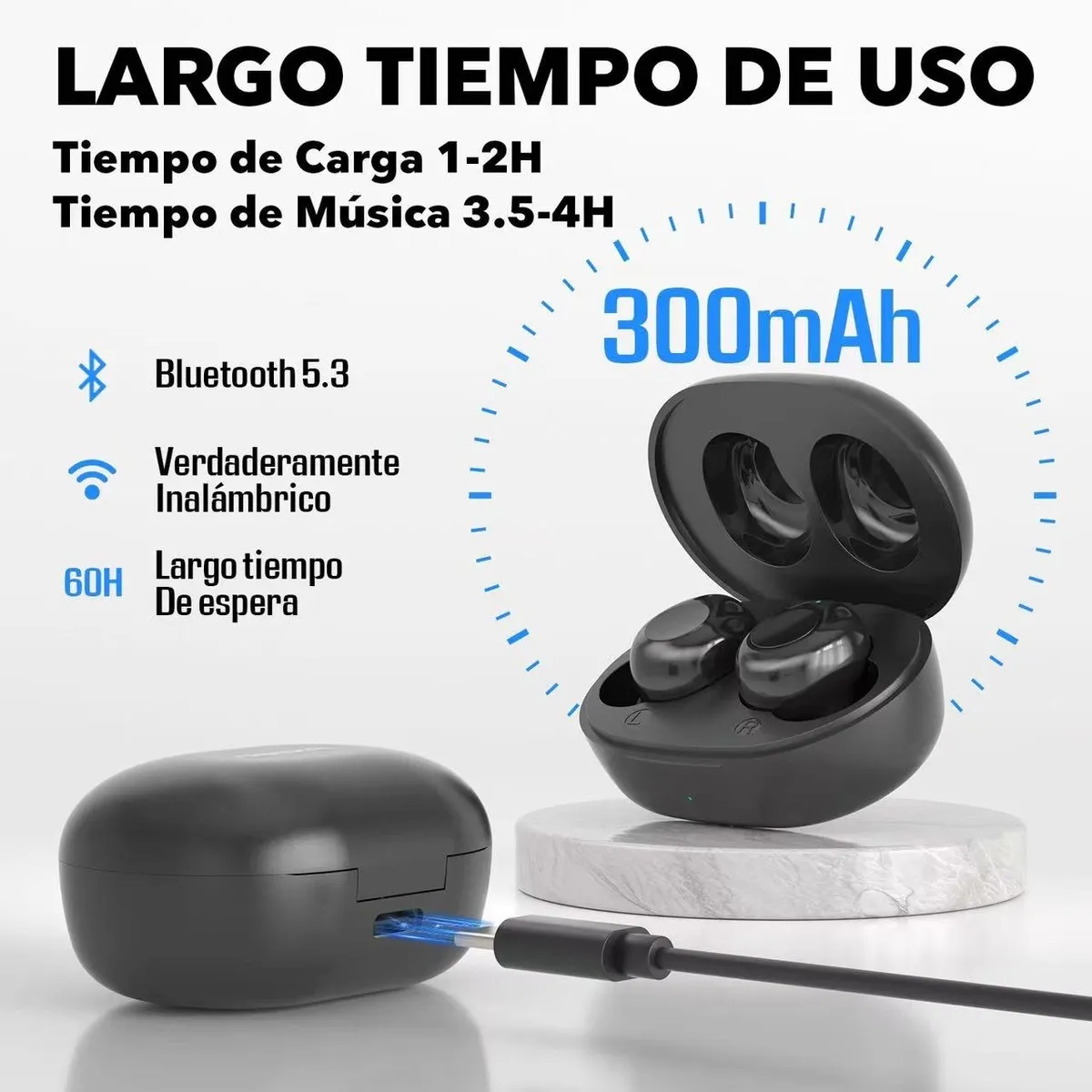 KBOD - Audífonos Inalámbricos Kbod Tws C5 Bluetooth 5.3 Tipo C Blanco