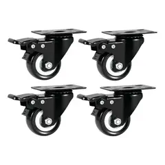 LISM - Pack X4 Ruedas Giratorias Para Muebles Carros Con Frenos