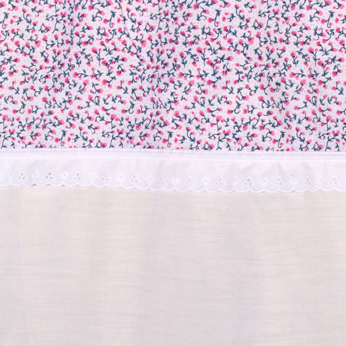 GENTILE - Cortina de baño color blanca flores rosadas 180×220 cms