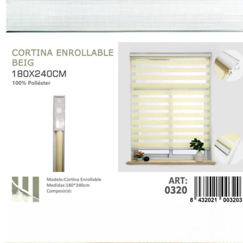 ANGELES DEL HOGAR - CORTINA ROLLER DUO LISA 180CM X 240CM