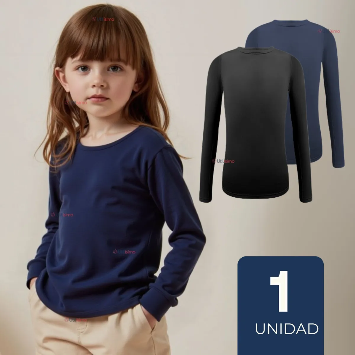 UTILISIMO - Camiseta Bambú Escolar Primera Capa Niña Polera Cuello redondo