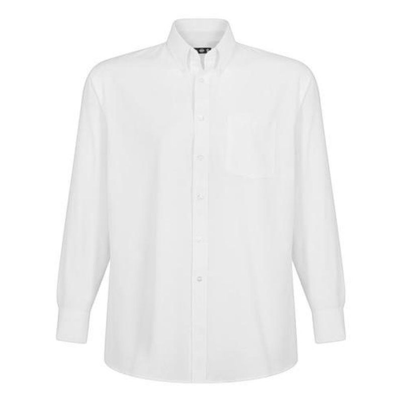 T-WORLD - Camisa Oxford Manga Larga Con Bolsillo - Celeste