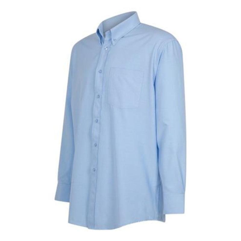 T-WORLD - Camisa Oxford Manga Larga Con Bolsillo - Celeste
