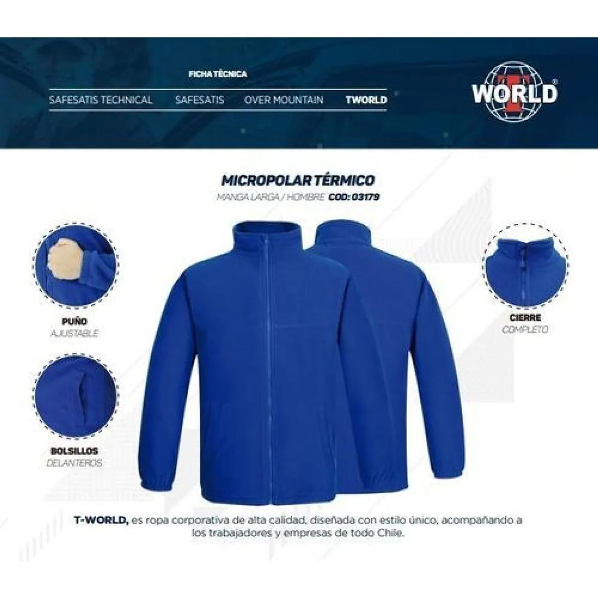 T-WORLD - Poleron Micropolar Manga Larga Hombre - Negro