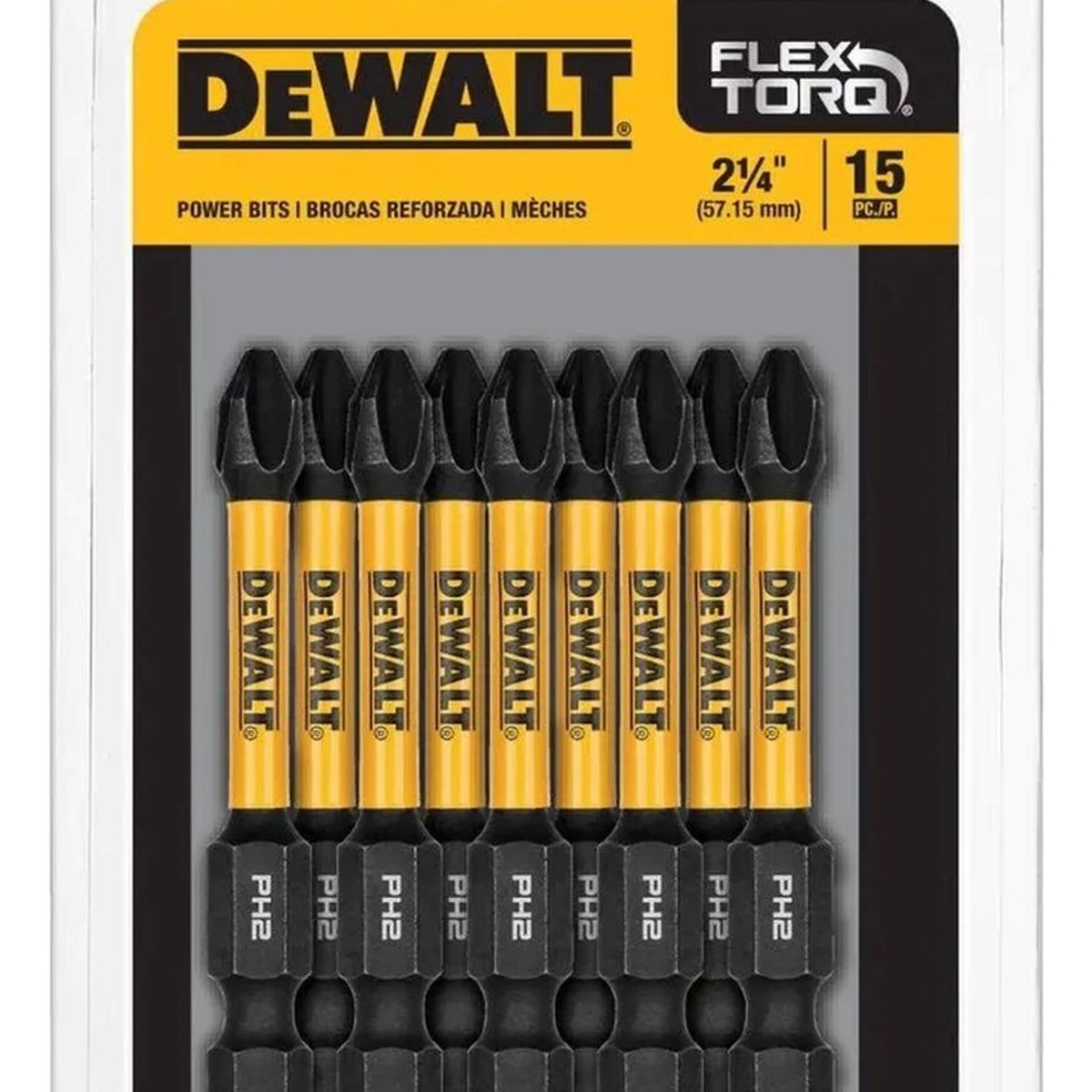 DEWALT - Set 15 Puntas Phillips#2 2-1/4” Flextorq DWAF2PH2IR15 Dewalt