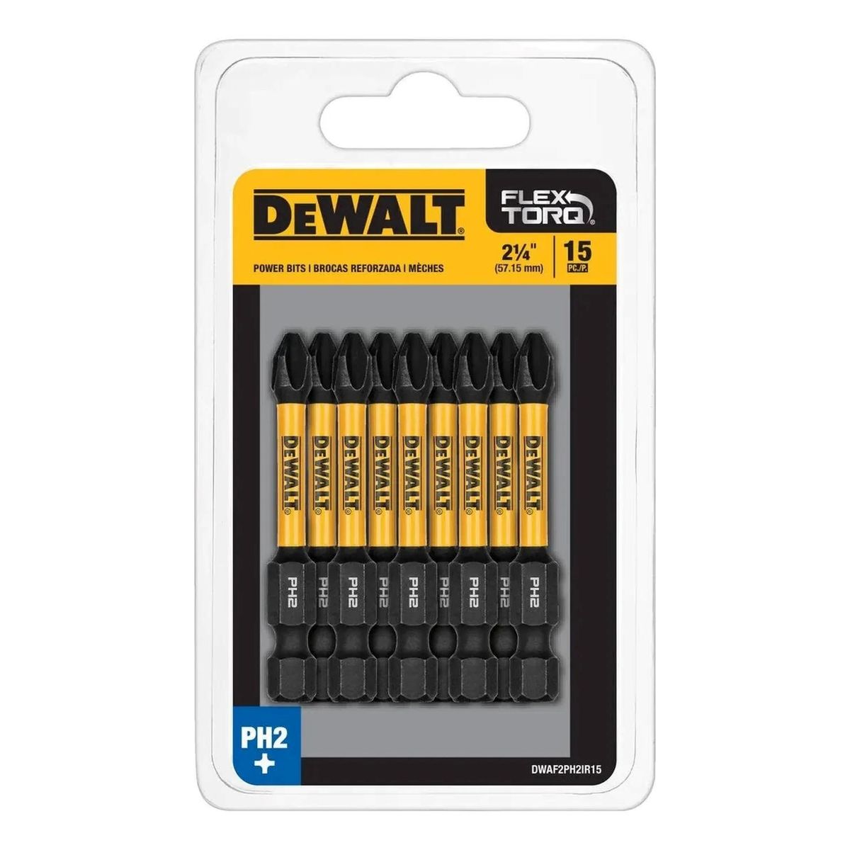 DEWALT - Set 15 Puntas Phillips#2 2-1/4” Flextorq DWAF2PH2IR15 Dewalt