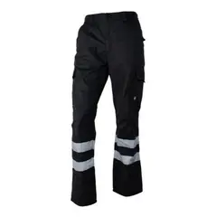 T-WORLD - Pantalón Cargo Gabardina Con Cinta Reflectante Hombre - Negro