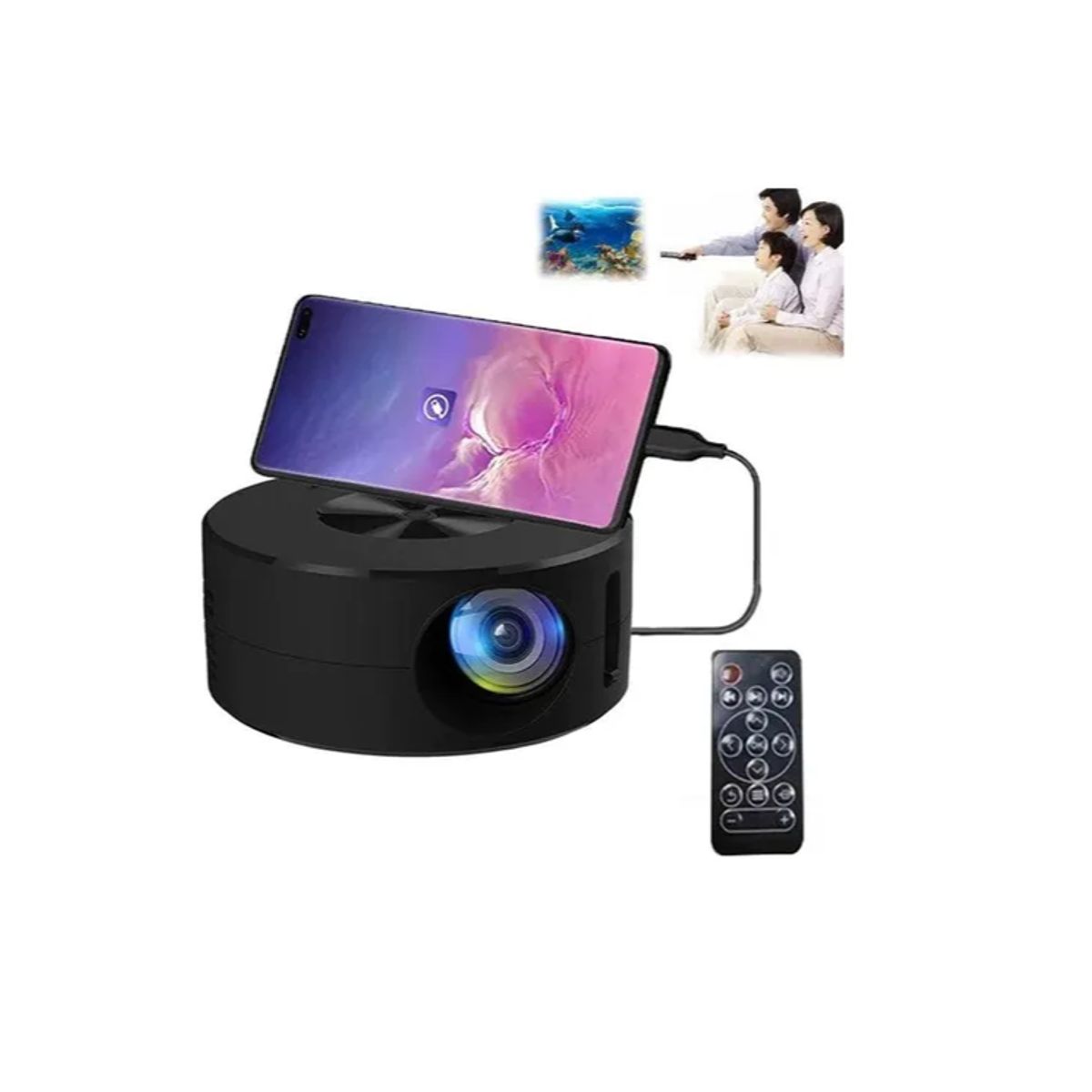 GENERICO - Mini Proyector Led Control Remoto Rotundity Tft Lcd Color Negro