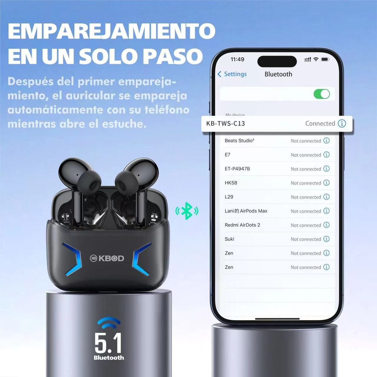 KBOD - Audífonos Inalámbricos Kbod C13 Tws Con Bluetooth Negro