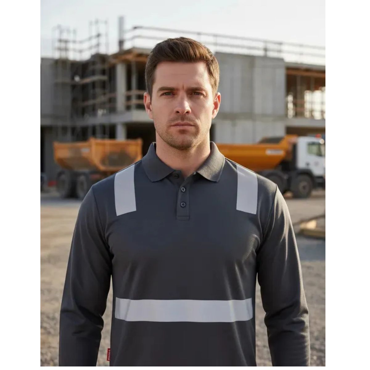 T-WORLD - Polera Cuello Camisero Cinta Hibrida Reflectante Manga Larga