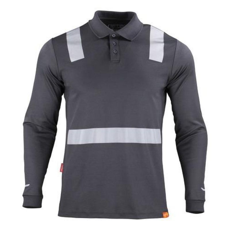 T-WORLD - Polera Cuello Camisero Cinta Hibrida Reflectante Manga Larga - Gris
