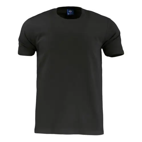 T-WORLD - Polera Cuello Redondo Manga Corta 100% Algodón - Negro