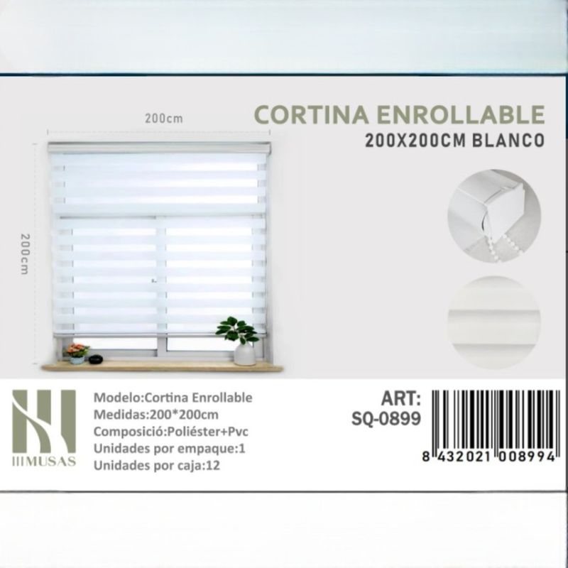 ANGELES DEL HOGAR - CORTINA ROLLER DUO LISA 200CM X 200CM