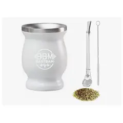 GENERICO - Taza De Con Bombilla Y Cepillos Set Acero Inoxidable 260ml