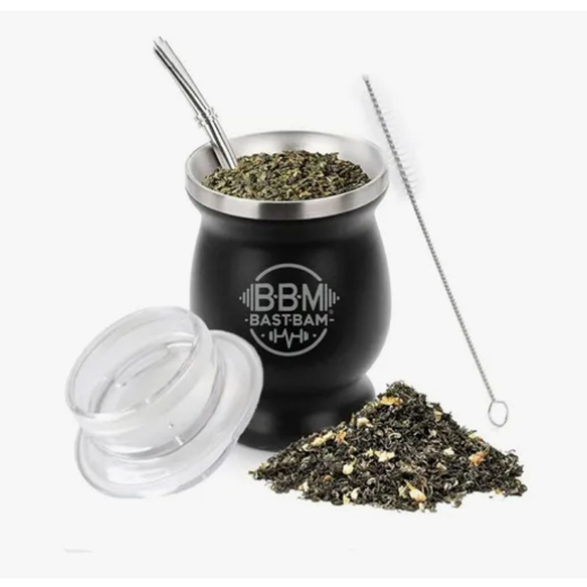 GENERICO - Taza De Con Bombilla Y Cepillos Set Acero Inoxidable 260ml